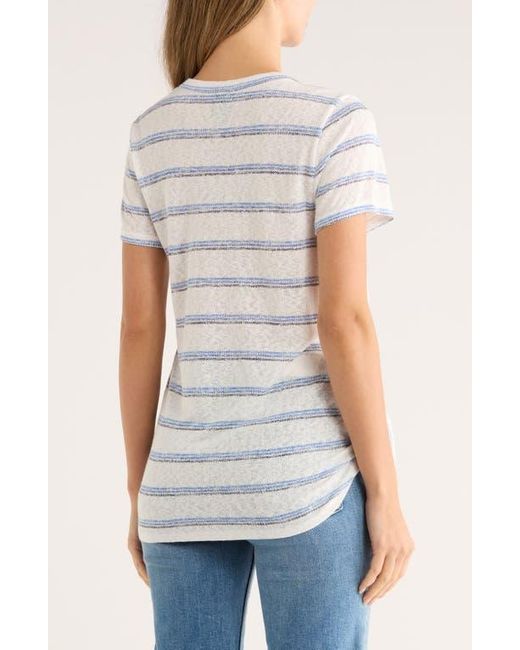 Bobeau White Caty Stripe Side Tie T-Shirt