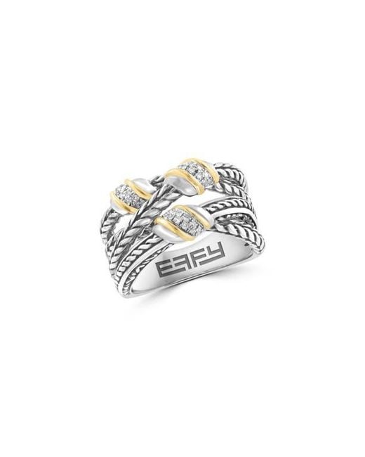 Effy White Diamond Two Tone Crossover Ring