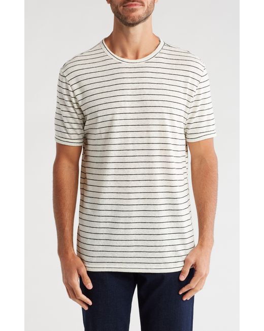 Slate & Stone White Stripe Linen Blend T-shirt for men