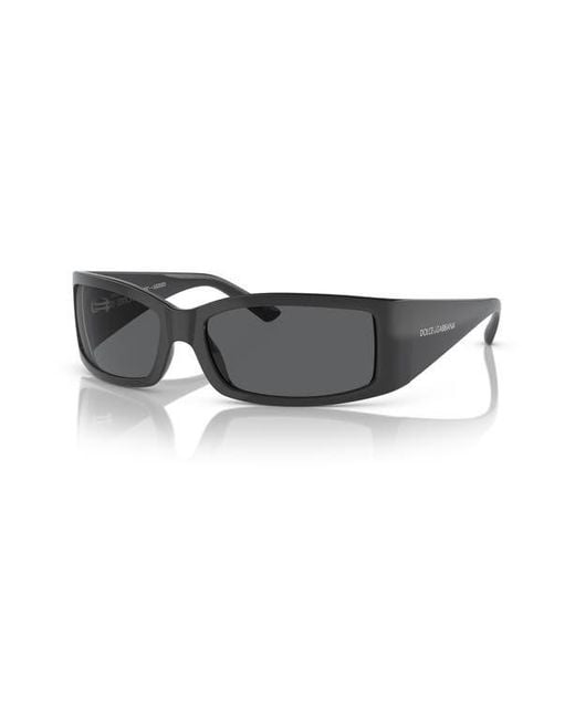 Dolce & Gabbana Gray 61Mm Polarized Rectangular Sunglasses