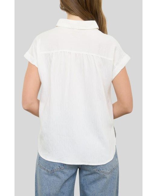 Blu Pepper White Collared Gauze Top