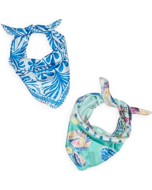 Vince Camuto Blue Assorted 2-Pack Square Scarves
