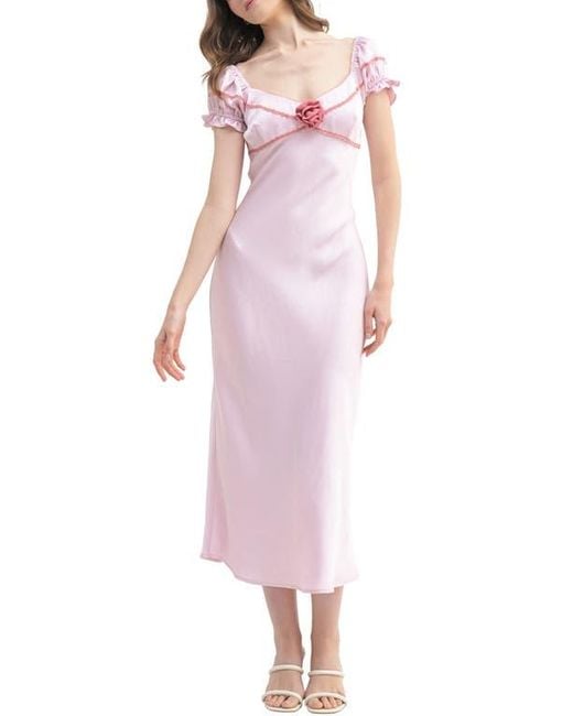Lush Flower Appliqu Short Sleeve Midi Dress in Pink | Lyst Lush Flower Appliqu Short Sleeve Midi Dress in Pink | Lyst