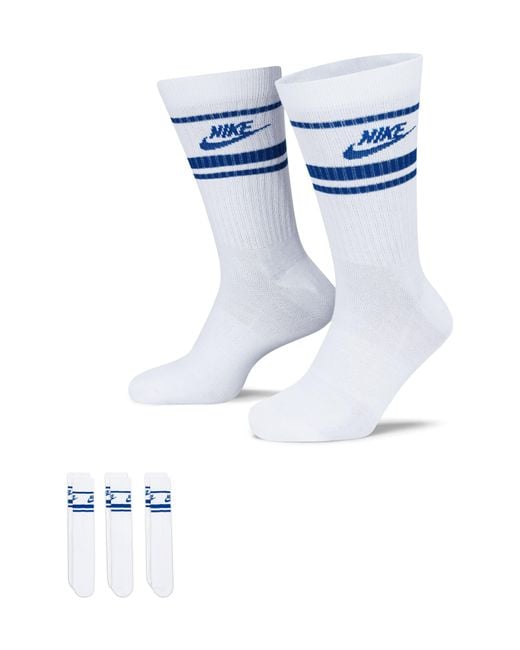 Nike Blue 3-pack Dri-fit Everyday Essentials Crew Socks for men