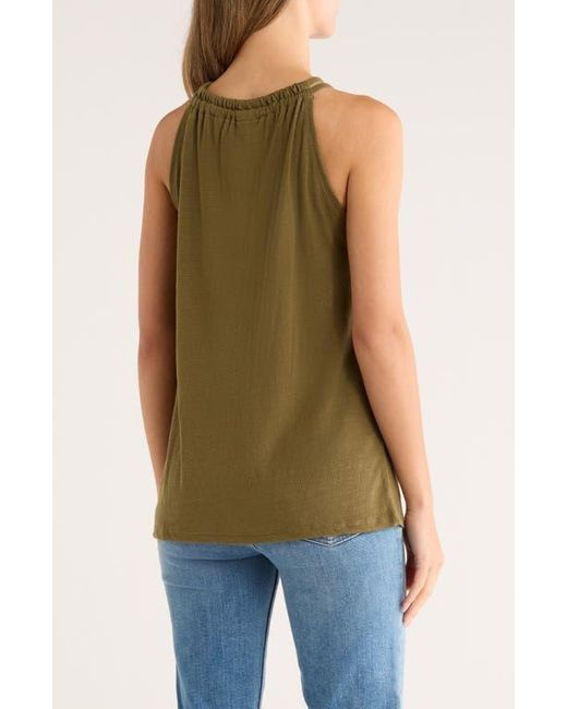 Bobeau Natural Shirred Neck Halter Top