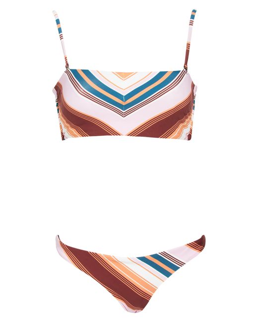 Maaji Brown Bayadere Stripe Two-piece Swimsuit