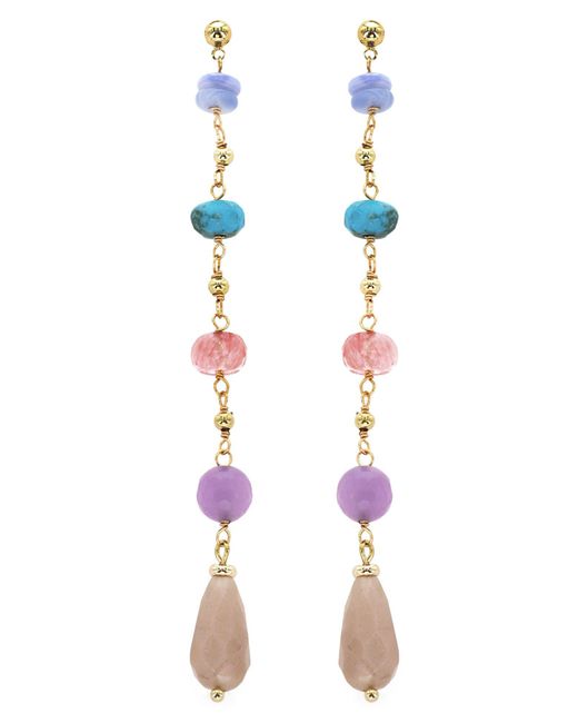 Panacea Blue Mixed Colorful Stone Chain Drop Earrings