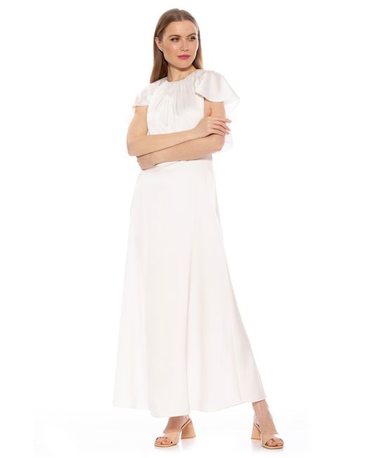 Alexia Admor White Danica Capelet Sleeve Satin Maxi Dress
