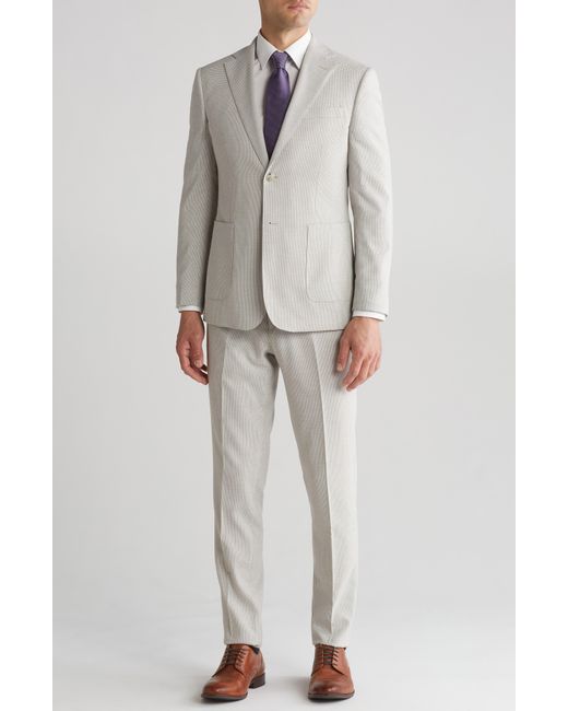 English Laundry Gray Plaid Trim Fit Notched Lapel Two-piece Suit for men