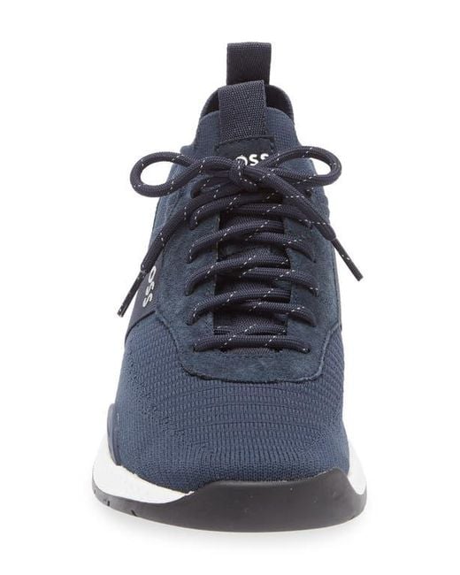 Boss Blue Titanium Runn Knit Sneaker for men