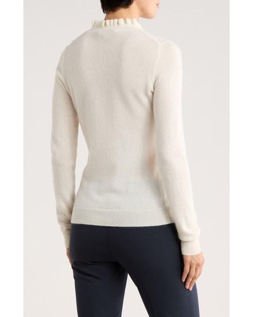 Sofiacashmere Natural Ruffle Mock Neck Cashmere Sweater