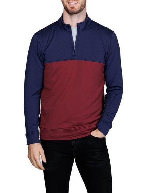 Tailorbyrd Blue Quarter Zip Performance Pullover for men