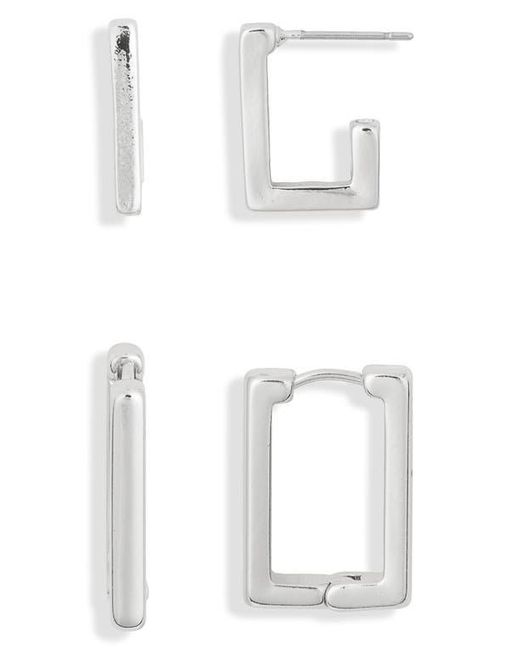 Leith White 2-Pack Rectangle Earrings