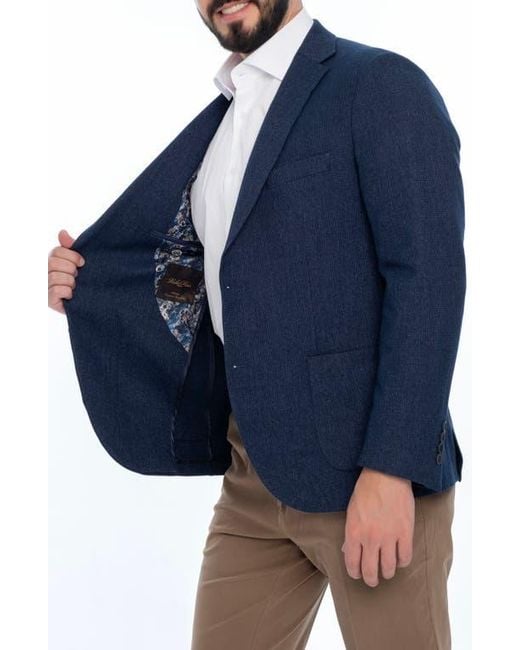 VELLAPAIS Blue Solid Sport Coat for men