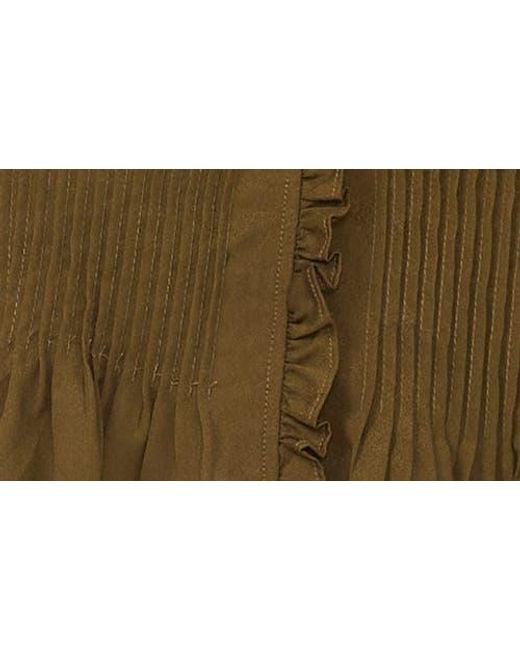 Parker Green Ruffle Pintuck Buttoned Shirt