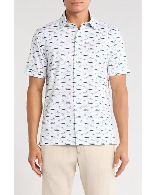 Bugatchi Blue Ooohcotton Short Sleeve Button-Up Shirt for men