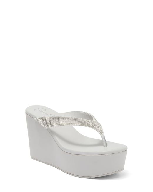 Jessica Simpson Stilla Platform Wedge Flip Flop In Silver/clear At ...