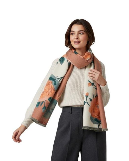 Saachi White Bloom Reversible Print Scarf