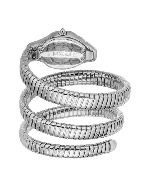 Just Cavalli White Snake Wraparound Bracelet Watch, 22Mmsnake Wraparound Bracelet Watch