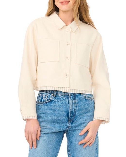 Halogen® Blue Crop Twill Shirt Jacket