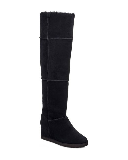 Ugg Black Classic Femme Over-the-knee Sheepskin-lined Suede Boots