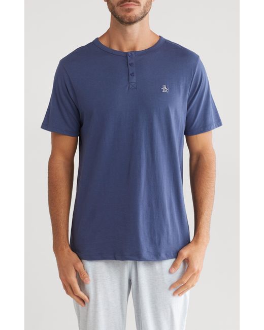 Original Penguin Blue Henley T-shirt for men