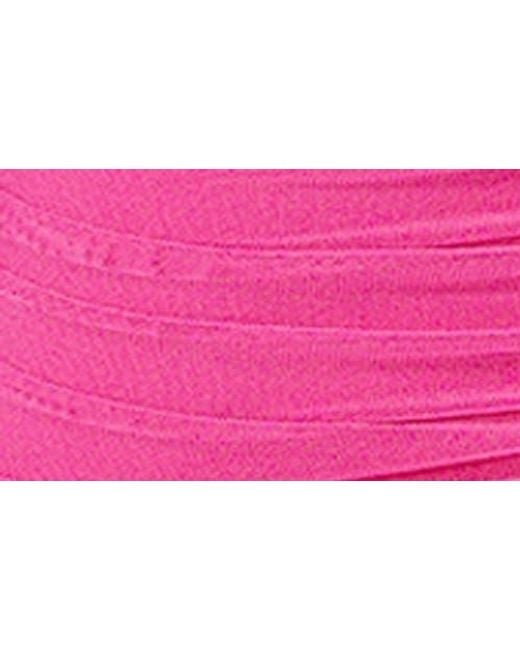 Bebe Pink Powermesh Ruched Body-Con Dress