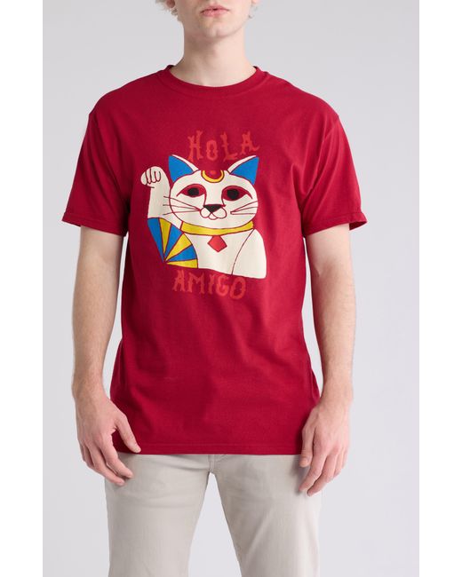 Altru Red Hola Amigo Cotton Graphic T-shirt for men