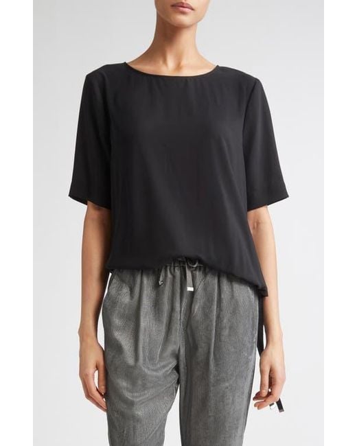 Herno Black Drawstring Hem T-Shirt