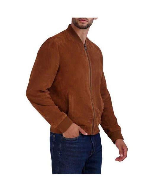 Cole Haan Suede Bomber Jacket in Brown for Men Lyst