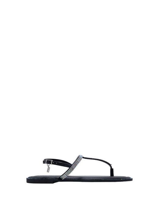 Bebe Black Rhinestone T-Strap Sandal