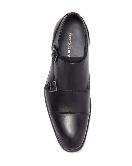 Vittorio Russo Black Roma Monk Strap Shoe for men