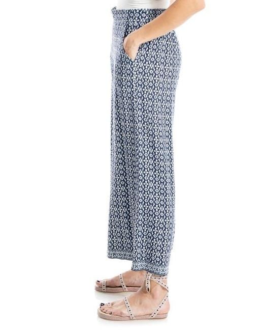 Max Studio Blue Wide Leg Pull-On Crop Pants