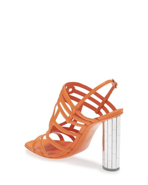 Ferragamo Orange Florenza Block Heel Sandal