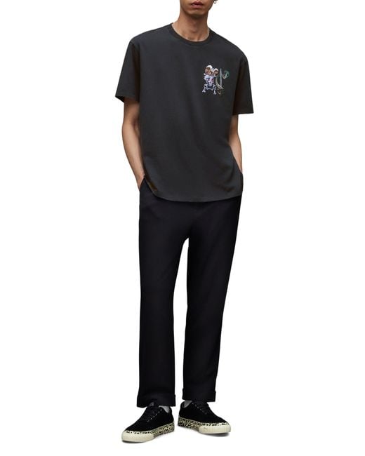 AllSaints Black Sabrerattler Cotton Graphic T-shirt for men