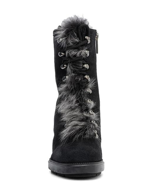 Aquatalia Black Irvina Hiker Boot With Genuine Shearling Trim