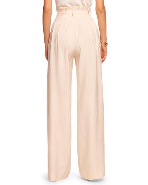 Ramy Brook Natural Natasha Belted Paperbag Waist Wide Leg Pants