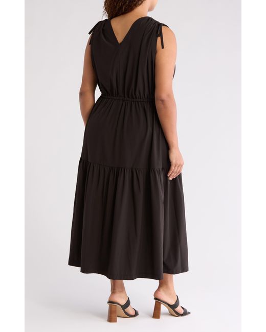 Calvin Klein Black Sleeveless Tiered Midi Dress