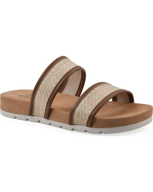 White Mountain Brown Tropical Slide Sandal