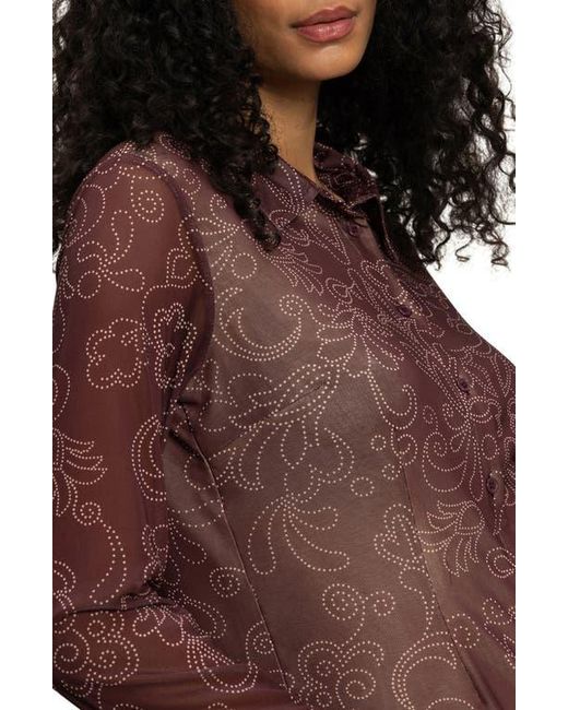 Sanctuary Red Mesh Button-Down Shirt