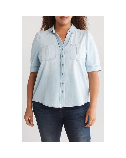 Democracy Blue Denim Short Sleeve Button-Up Shirt