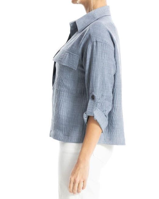 Max Studio Blue Collared Textured Shirt