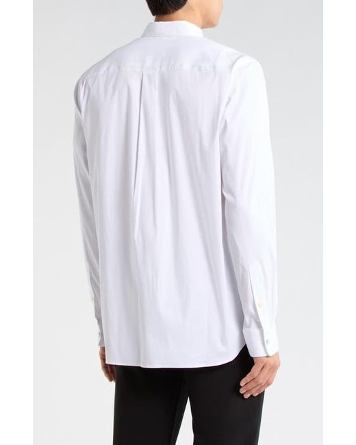 Helmut Lang White Solid Stretch Button-Up Shirt for men