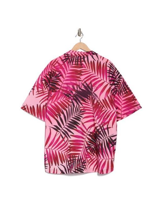 Boss Pink Beach Button-Up Camp Shirt for men