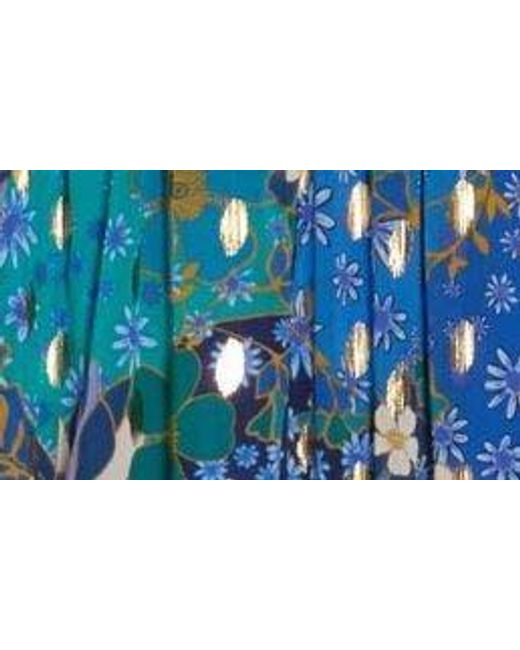 Maggy London Blue Floral Long Sleeve Chiffon Dress