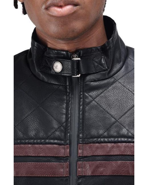 Xray Jeans Black Faux Fur Lined Grainy Faux Leather Racing Jacket for men