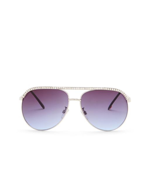 Betsey Johnson Rhinestone Embellished Aviator Sunglasses in Metallic | Lyst