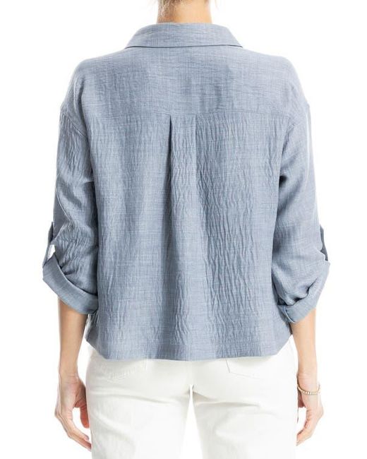 Max Studio Blue Collared Textured Shirt