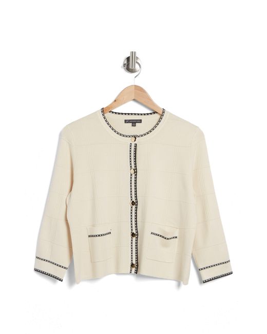 Adrianna Papell White Tipped Button Front Cardigan