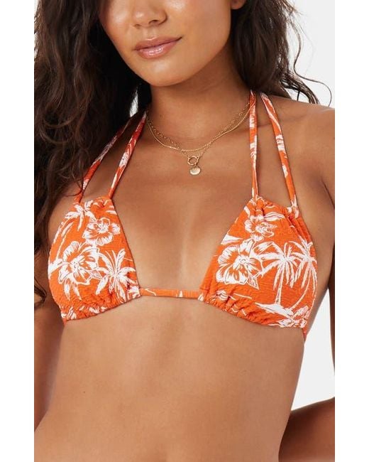 Roxy Orange Vacay Vibes Double Strap Triangle Bikini Top